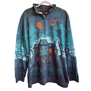 Stephen King IT Chapter Two Graphic Scenic House Quarter Zip Sweatshirt Size 2X